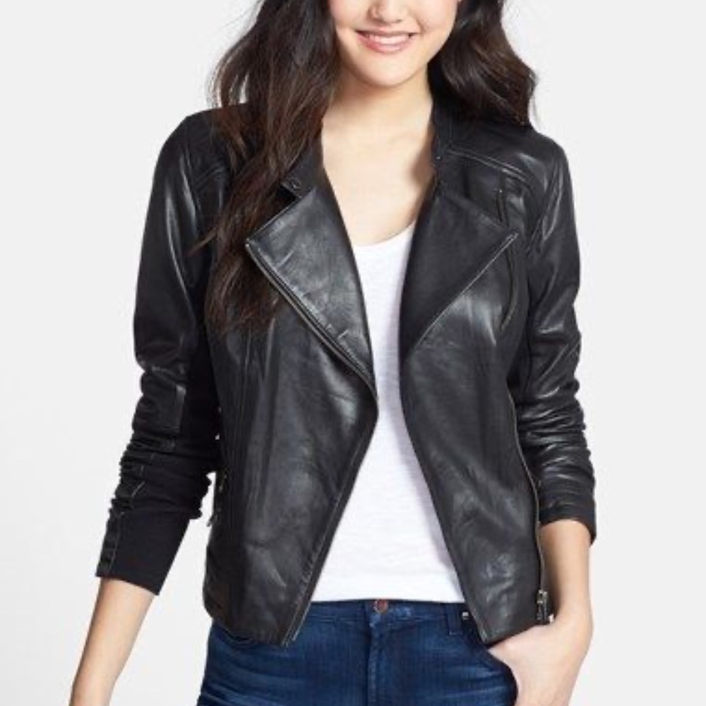 Halogen Leather Moto Jacket (L)